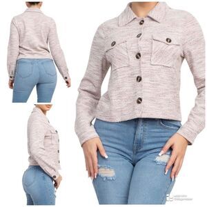 HAUTE MONDE Plaid Button-up Tweed Long Sleeves Top Shacket